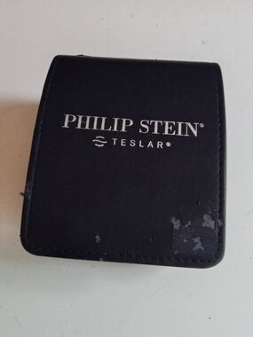 Philip Stein Teslar Dual Time Zone Watch White Roman Dial Leather Strap with Box